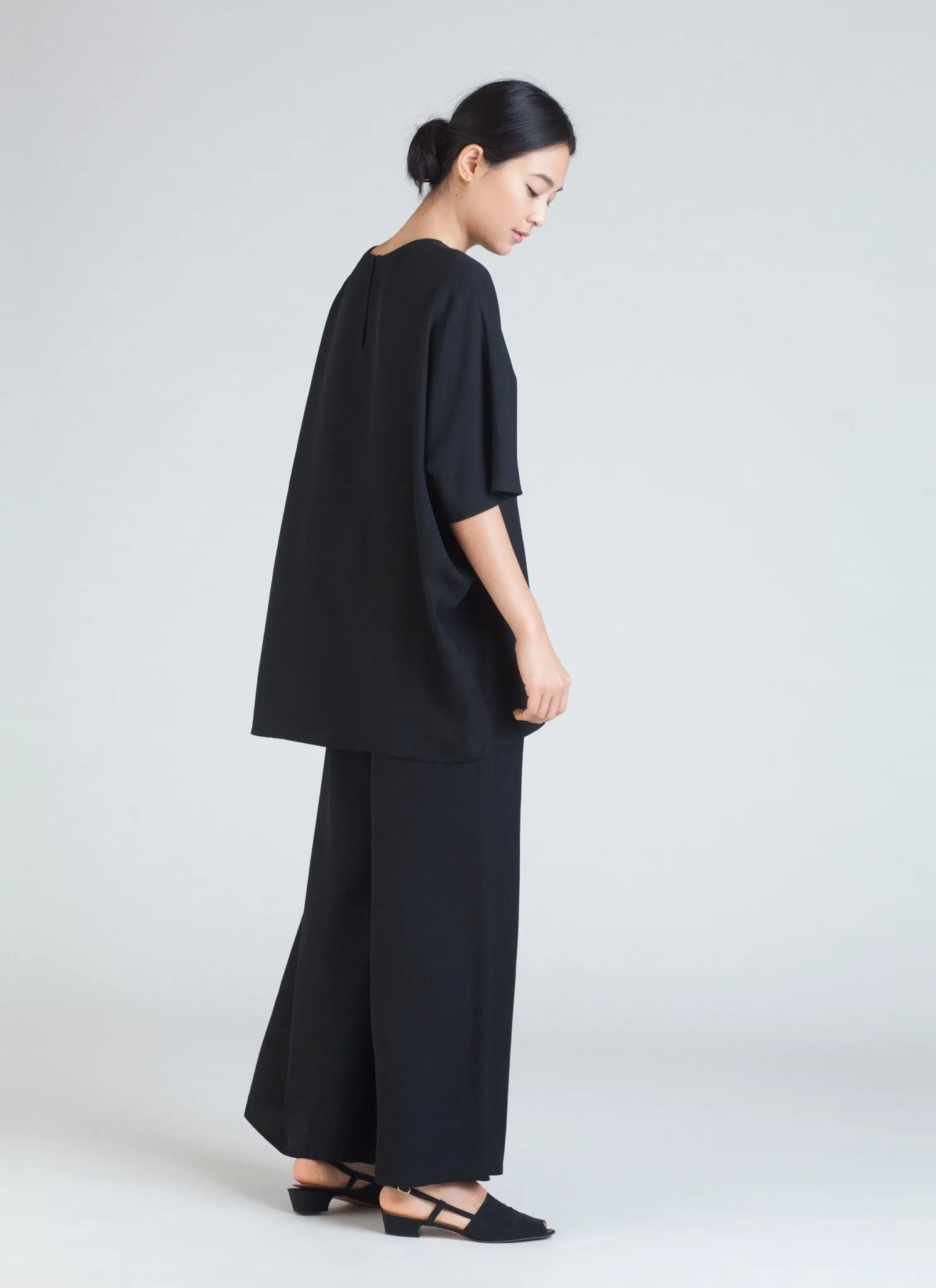 Song Tu Wide Leg Silk Pants - Black