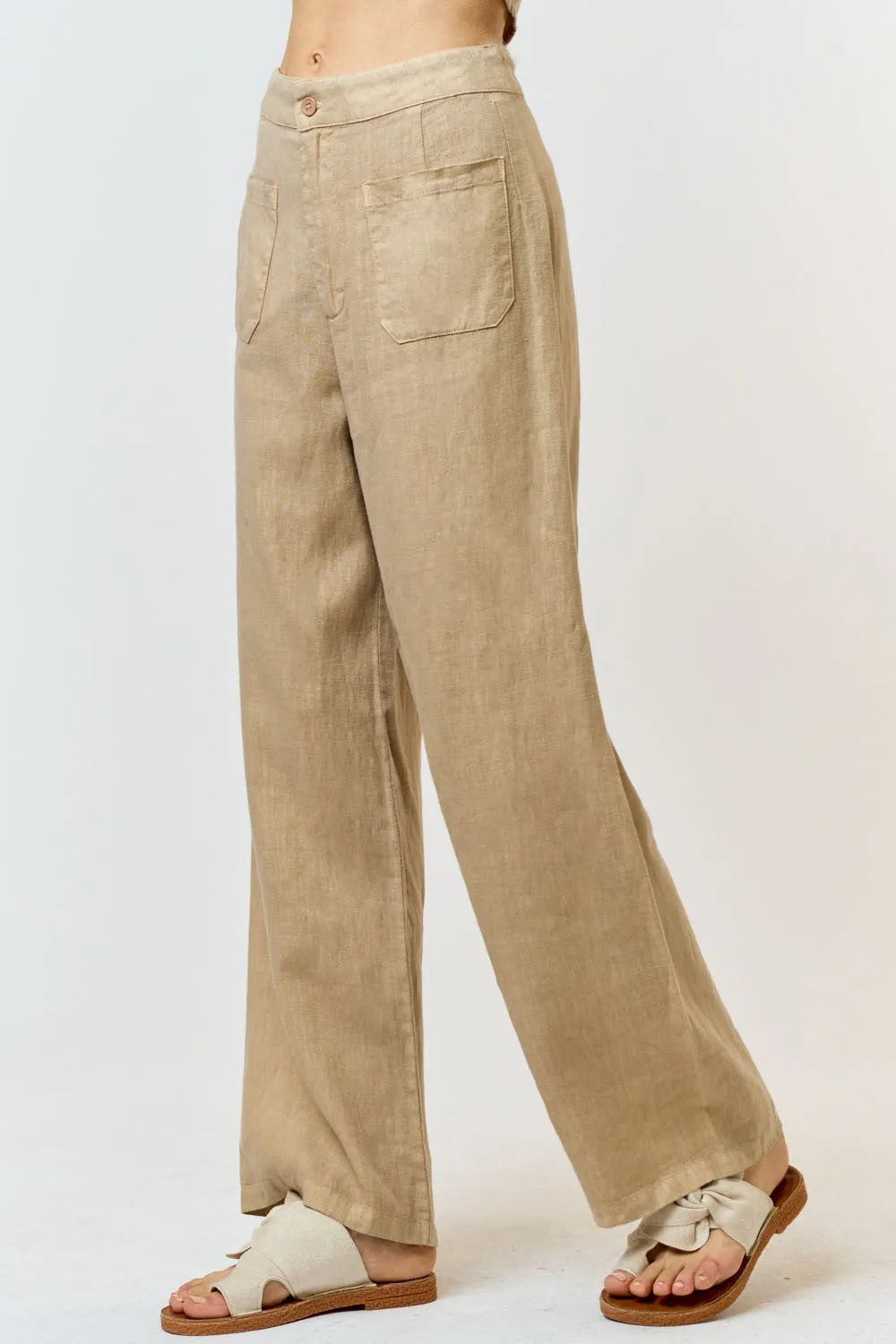 The Dasha Linen Patch Pocket Pants