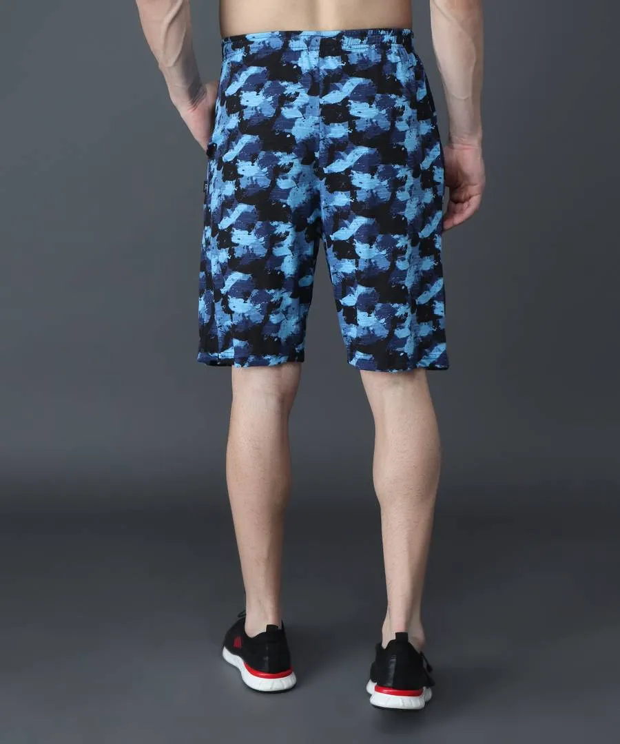 Trendy Cotton Hoisery Blue Printed Regular Fit Shorts For Men
