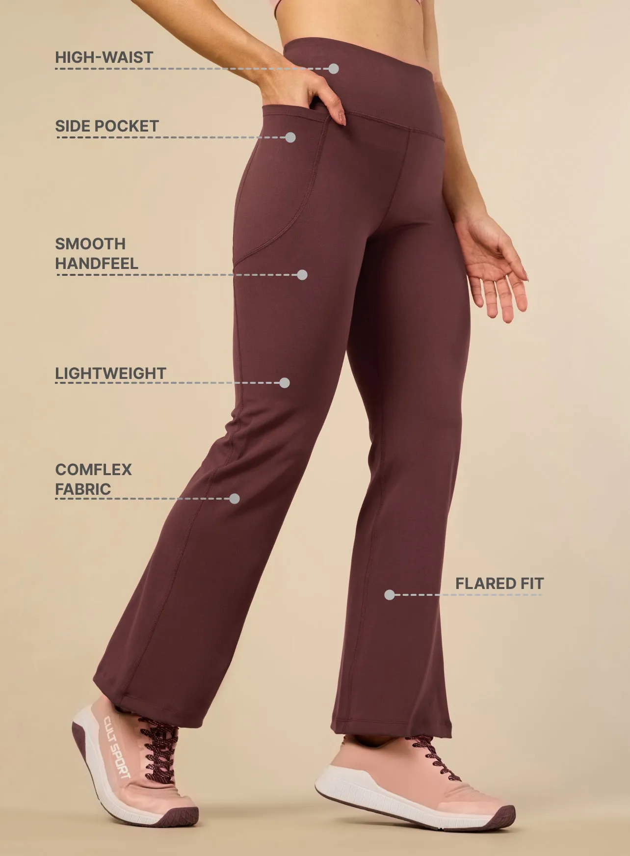 Women's COMFlex Dark Brown Performance Flare Pants