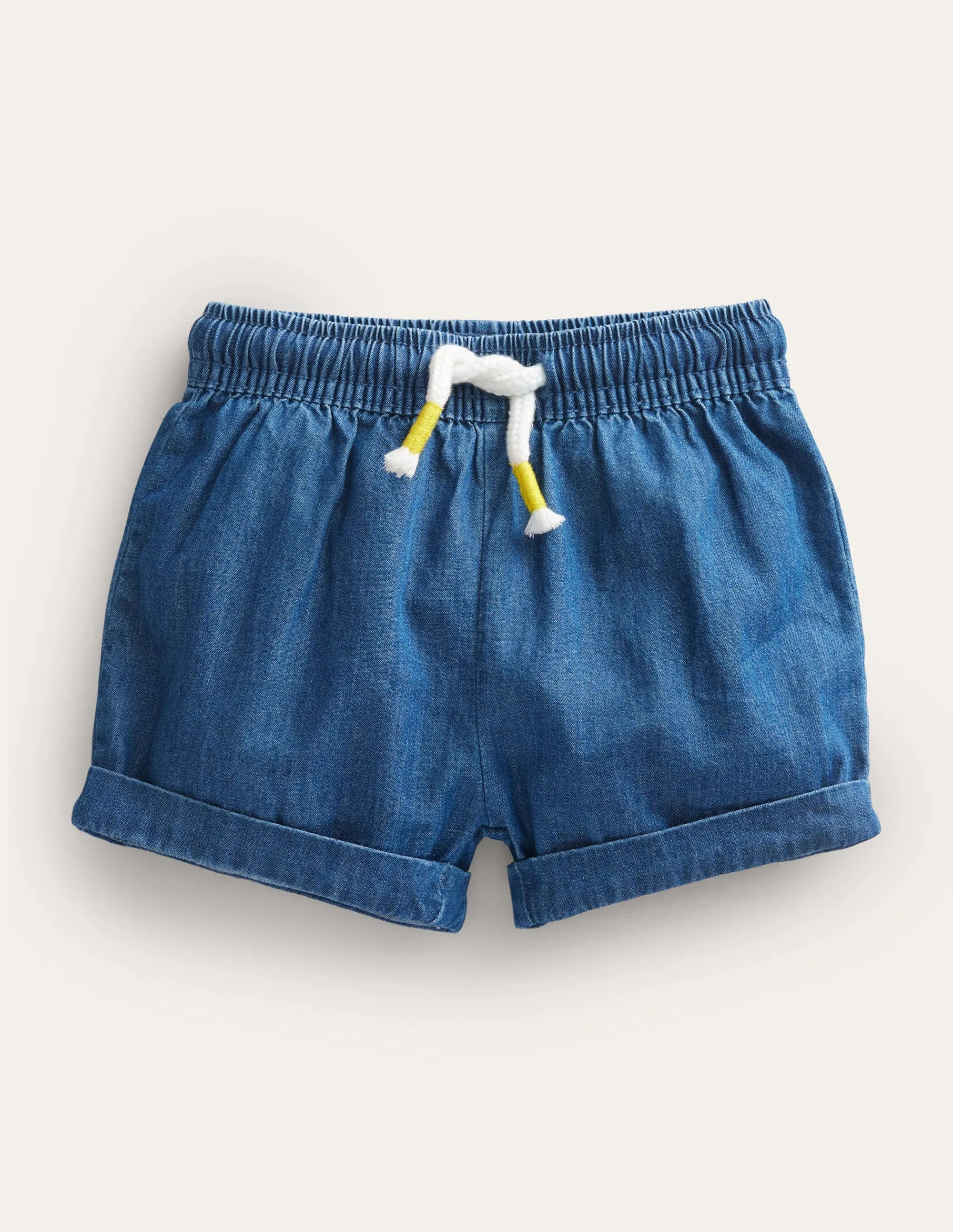 Woven Shorts-Mid Chambray