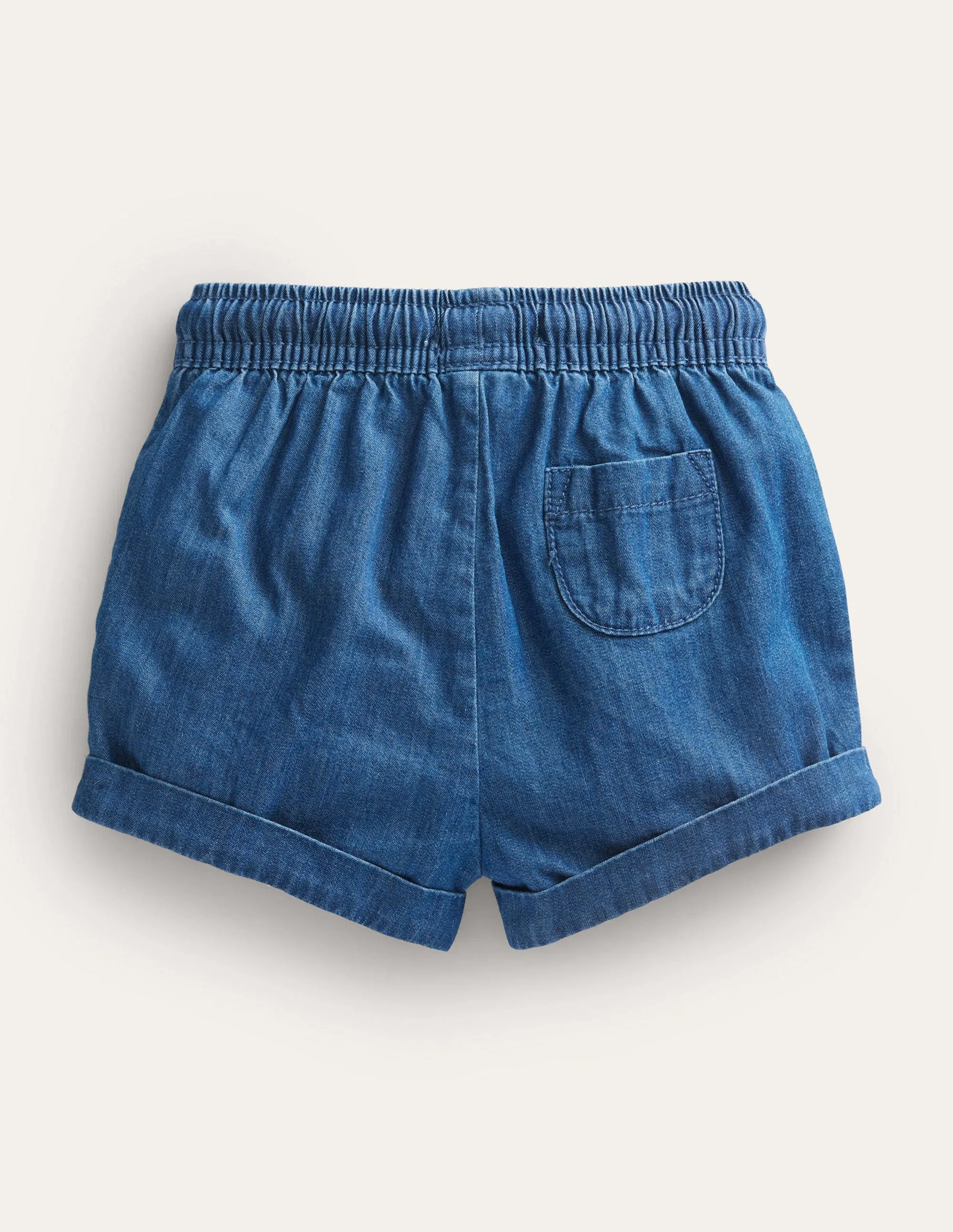 Woven Shorts-Mid Chambray